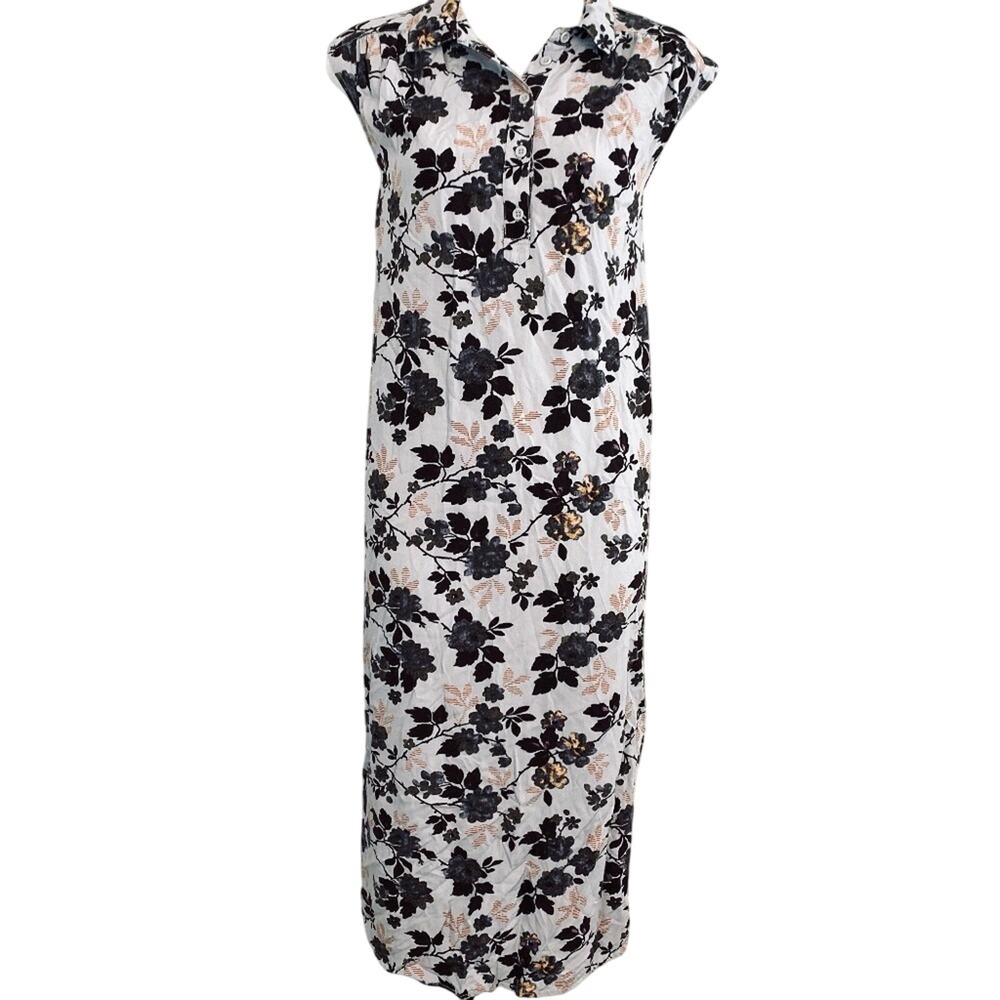 SUSINA Lavender Floral Sleeveless Midi Dress Cap Sleeve Womens sz S